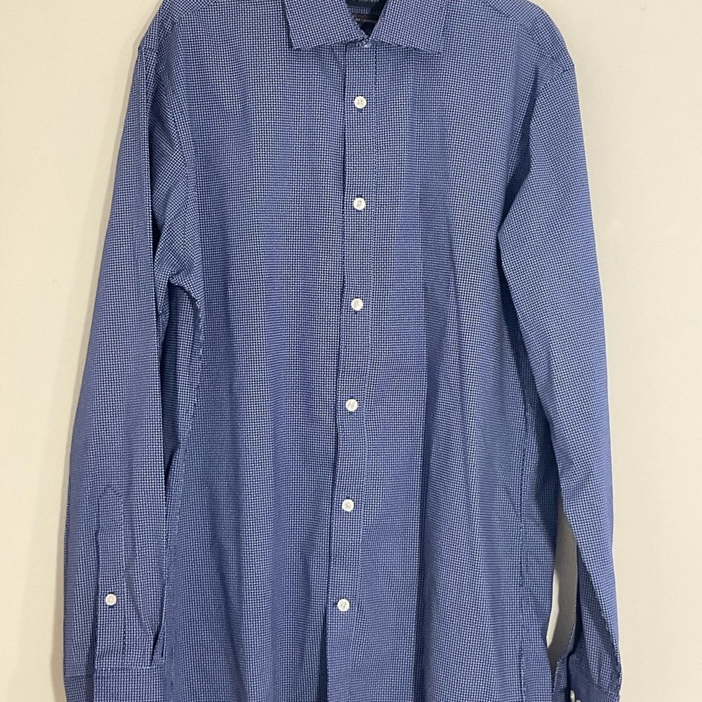 Tommy Hilfiger Shirt Men's Blue Athletic Fit Flex Collared Stretch Size 15 32/33 - Picture 6 of 6